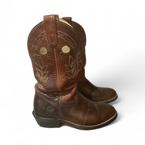 Double H 5154 Sz 7 W Leather Pull Holes Cowgirl Ride Work Farm Chore Boot Ladies - Picture 2 of 9